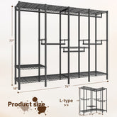 Snhomee 77"H 1150LBS Heavy Duty Freestanding Portable Closet Organizer,Clothes Hanging Rack With Shelves,Garment Rack,Adjustable&Sturdy